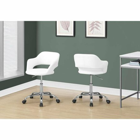 GFANCY FIXTURES 29 in. White Leather Look Foam MDF & Metal Office Chair with a Lift Base GF3086768